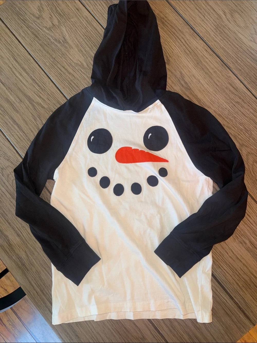 Gymboree Black & White Snowman Hoodie with Orange Carrot Nose
